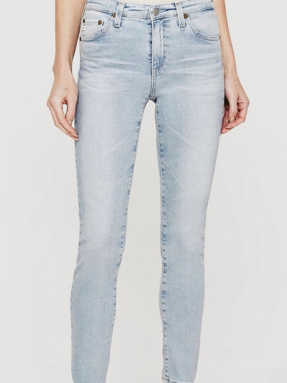 7 For All Mankind| Lt Blue Denim Mid-Rise The Slim Cigarette Skinny Jeans Sz 25